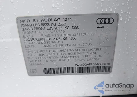 2015 Audi Q5 3.0T Premium Plus from USA, damaged, VIN WA1DGAFP6FA083616